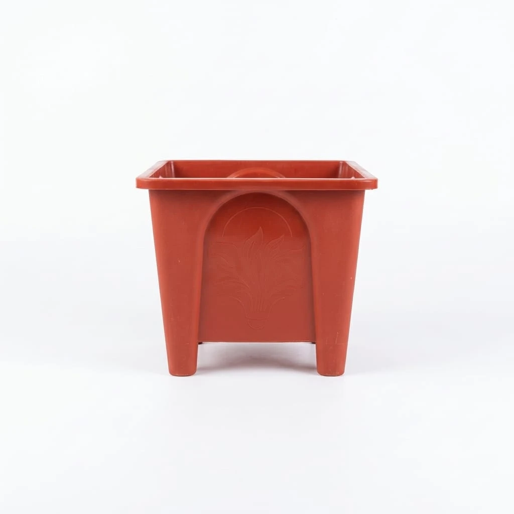 Square Plastic Planter Pot - স্কয়ার প্লাস্টিক প্ল্যান্টার গাছের টব (White, Brown, Coffee, Red)