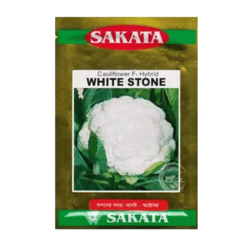 White Stone F1 Hybrid Cauliflower Seeds - হোয়াইট স্টোন হাইব্রিড ফুলকপি বীজ (Snow White & Compact Head)